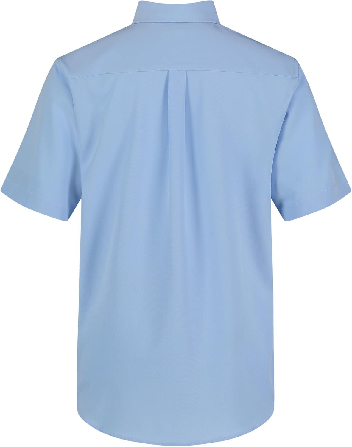 imageNautica Boys School Uniform Short Sleeve ButtonDown Oxford Shirt Chest Pocket Breathable FabricOx Blue Performance