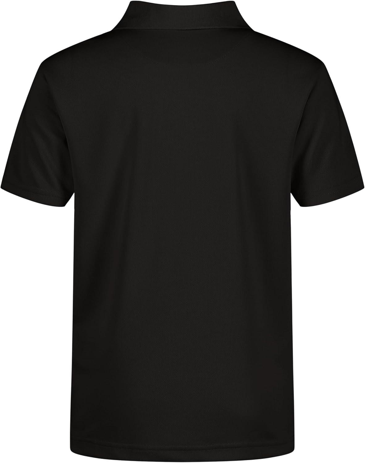 imageNautica Boys School Uniform Short Sleeve Polo Shirt Button Closure Moisture Wicking Performance MaterialBlack
