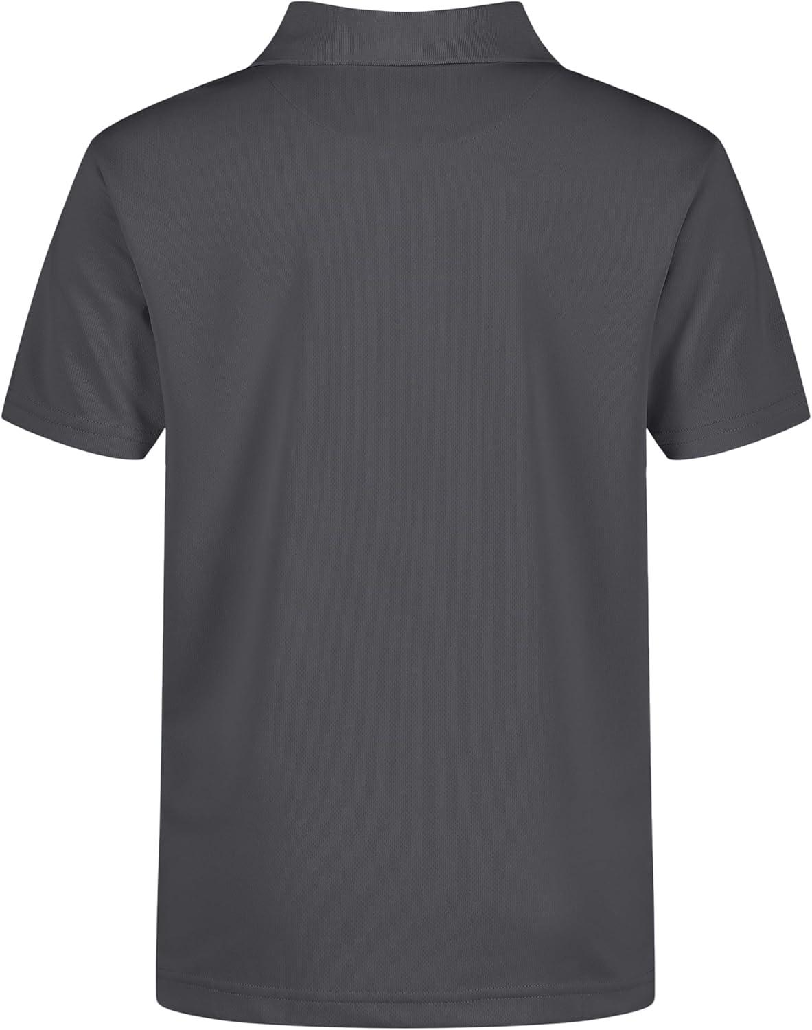imageNautica Boys School Uniform Short Sleeve Polo Shirt Button Closure Moisture Wicking Performance MaterialCharcoal