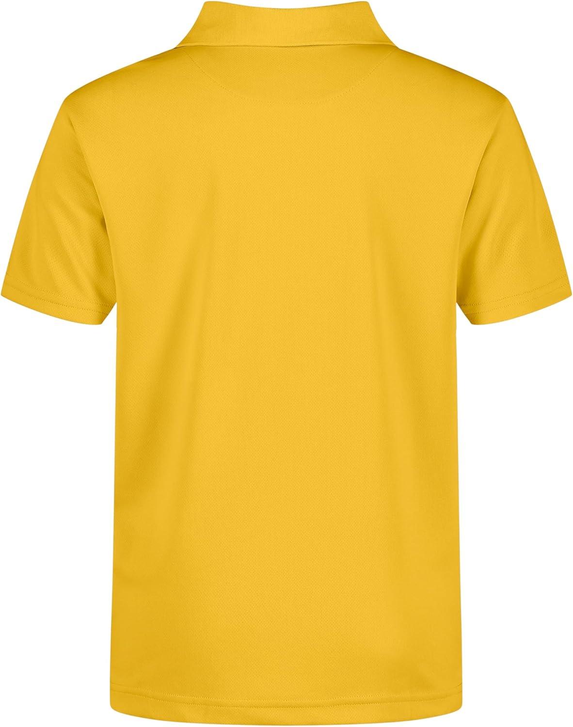 imageNautica Boys School Uniform Short Sleeve Polo Shirt Button Closure Moisture Wicking Performance MaterialGold