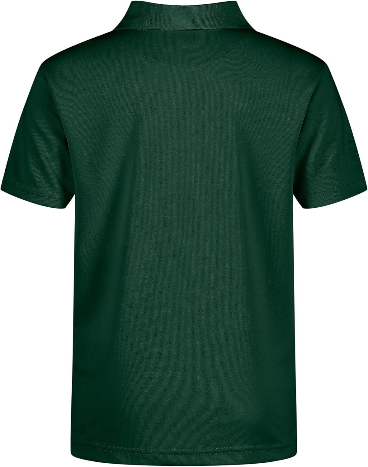 imageNautica Boys School Uniform Short Sleeve Polo Shirt Button Closure Moisture Wicking Performance MaterialHunter