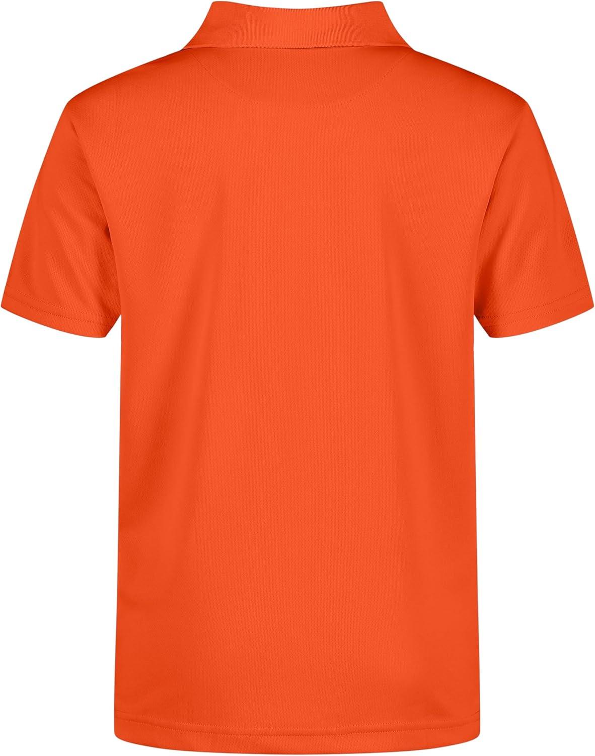 imageNautica Boys School Uniform Short Sleeve Polo Shirt Button Closure Moisture Wicking Performance MaterialOrange