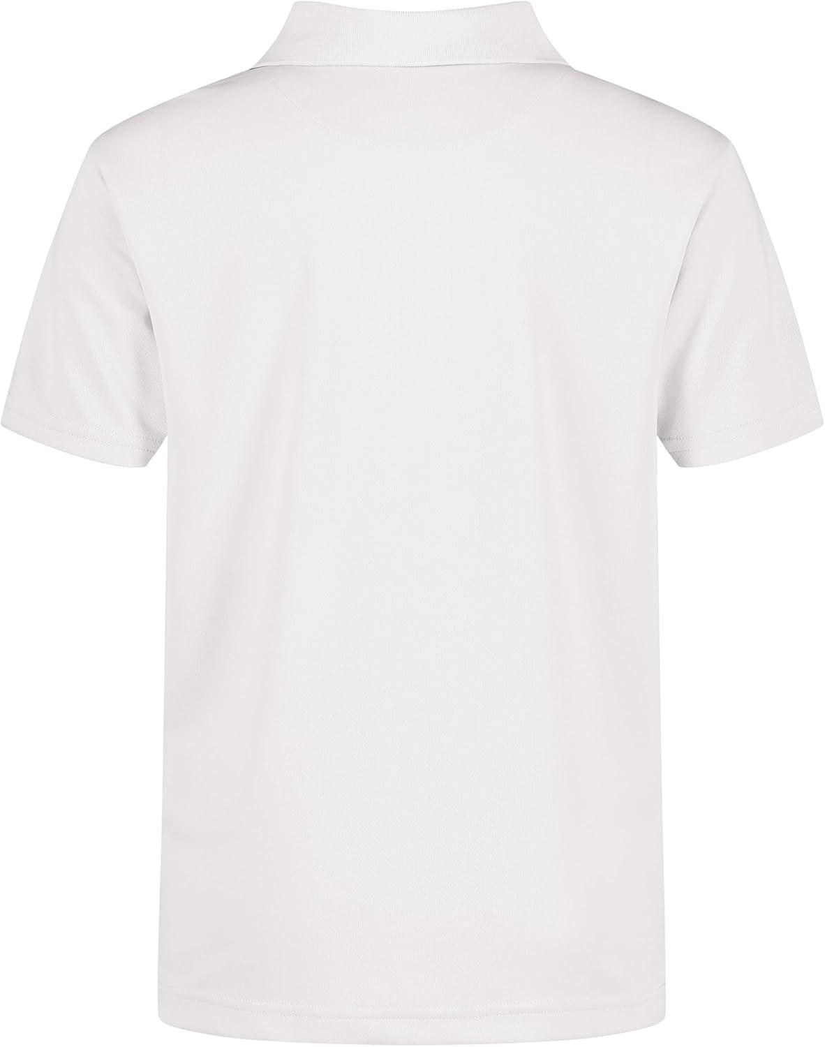 imageNautica Boys School Uniform Short Sleeve Polo Shirt Button Closure Moisture Wicking Performance MaterialWhite