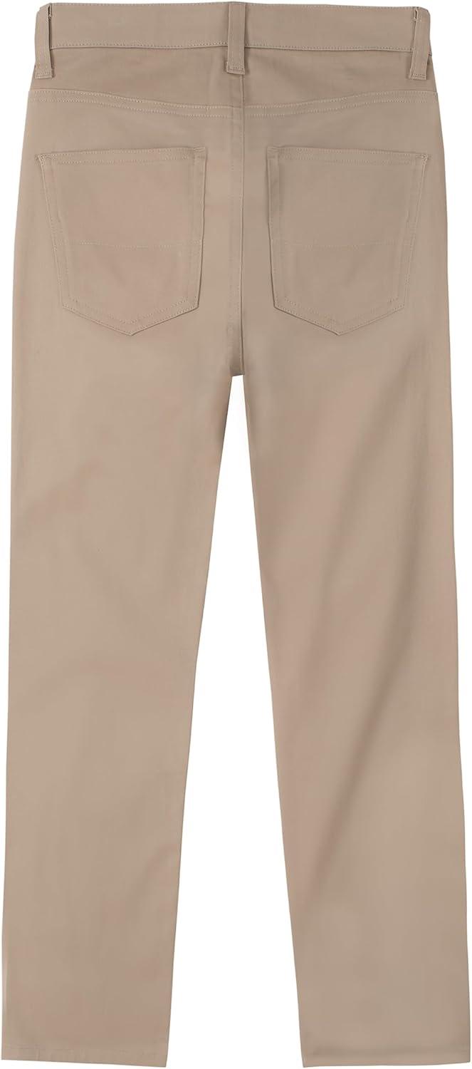 imageNautica Boys School Uniform Twill Chino Khaki Pants Flat Front Comfortable Waistband with Zip Closure amp StretchKhaki 5pocket
