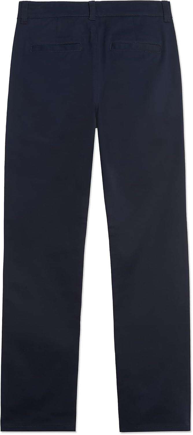 imageNautica Boys School Uniform Twill Chino Khaki Pants Flat Front Comfortable Waistband with Zip Closure amp StretchNavy