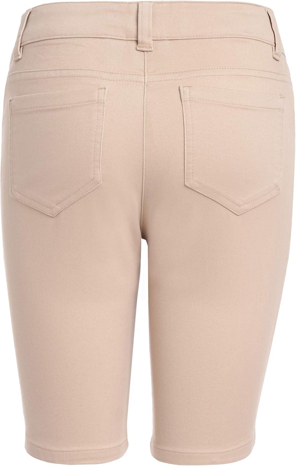 imageNautica Girls School Uniform Bermuda Shorts Pullon Fit Stretchy Material Functional PocketsKhaki