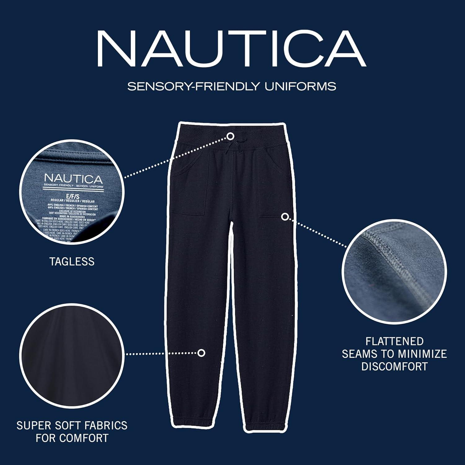 imageNautica Girls SensoryFriendly Soft Fleece SweatpantsNavy