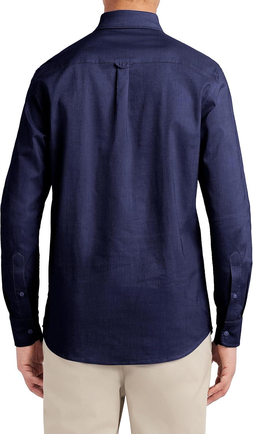 imageNautica Young Mens School Uniform Long Sleeve Performance Oxford ButtonDown ShirtNavy