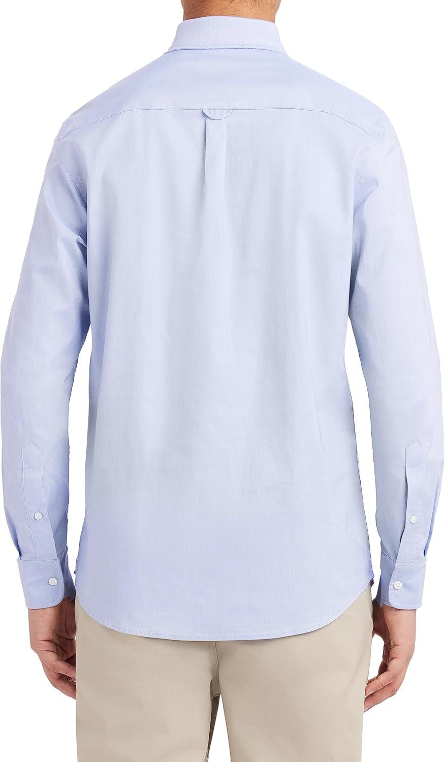 imageNautica Young Mens School Uniform Long Sleeve Performance Oxford ButtonDown ShirtOx Blue
