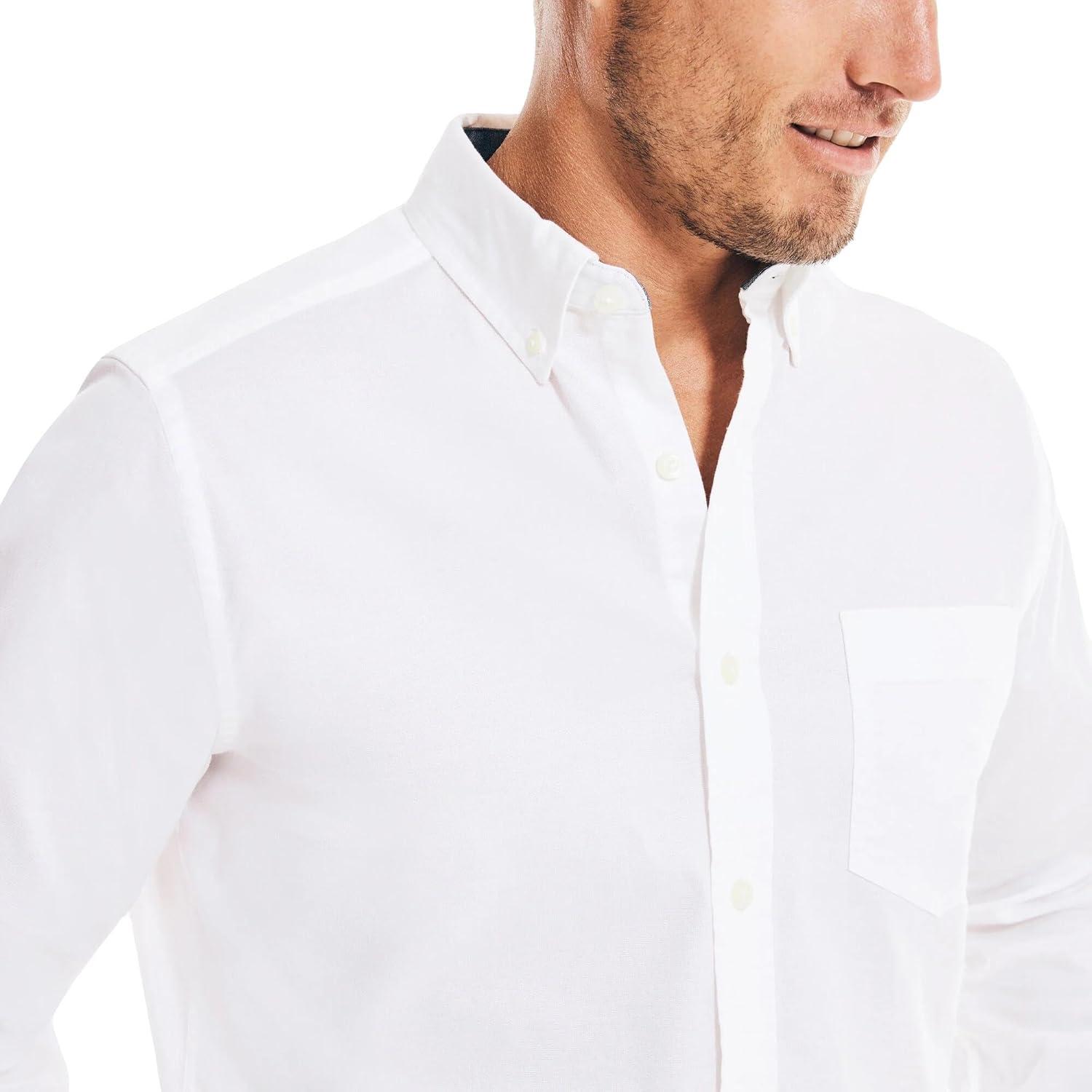 imageNautica Young Mens School Uniform Long Sleeve Performance Oxford ButtonDown ShirtPure White