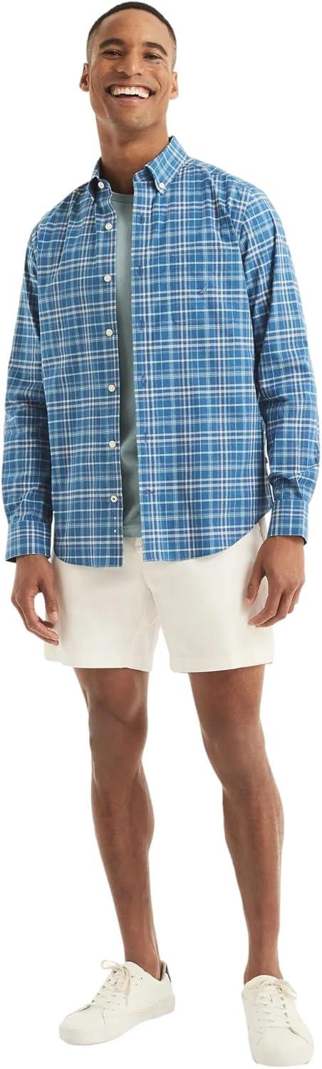 imageNautica Young Mens School Uniform Long Sleeve Performance Oxford ButtonDown ShirtWindsurf Blue
