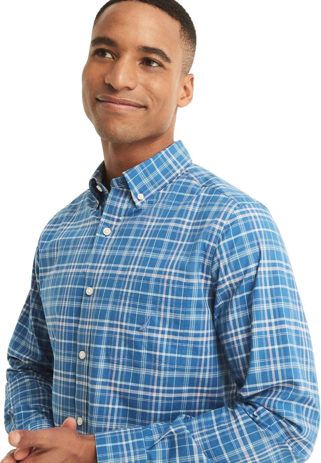 imageNautica Young Mens School Uniform Long Sleeve Performance Oxford ButtonDown ShirtWindsurf Blue