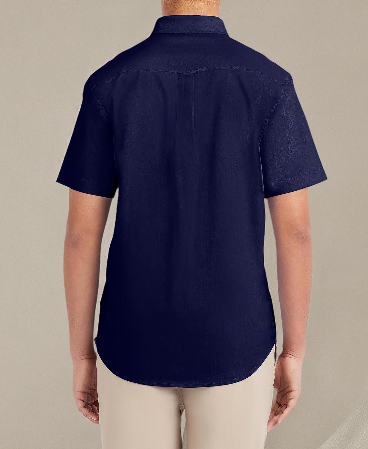 imageNautica Young Mens Uniform Short Sleeve Performance Oxford ButtonDown ShirtNavy