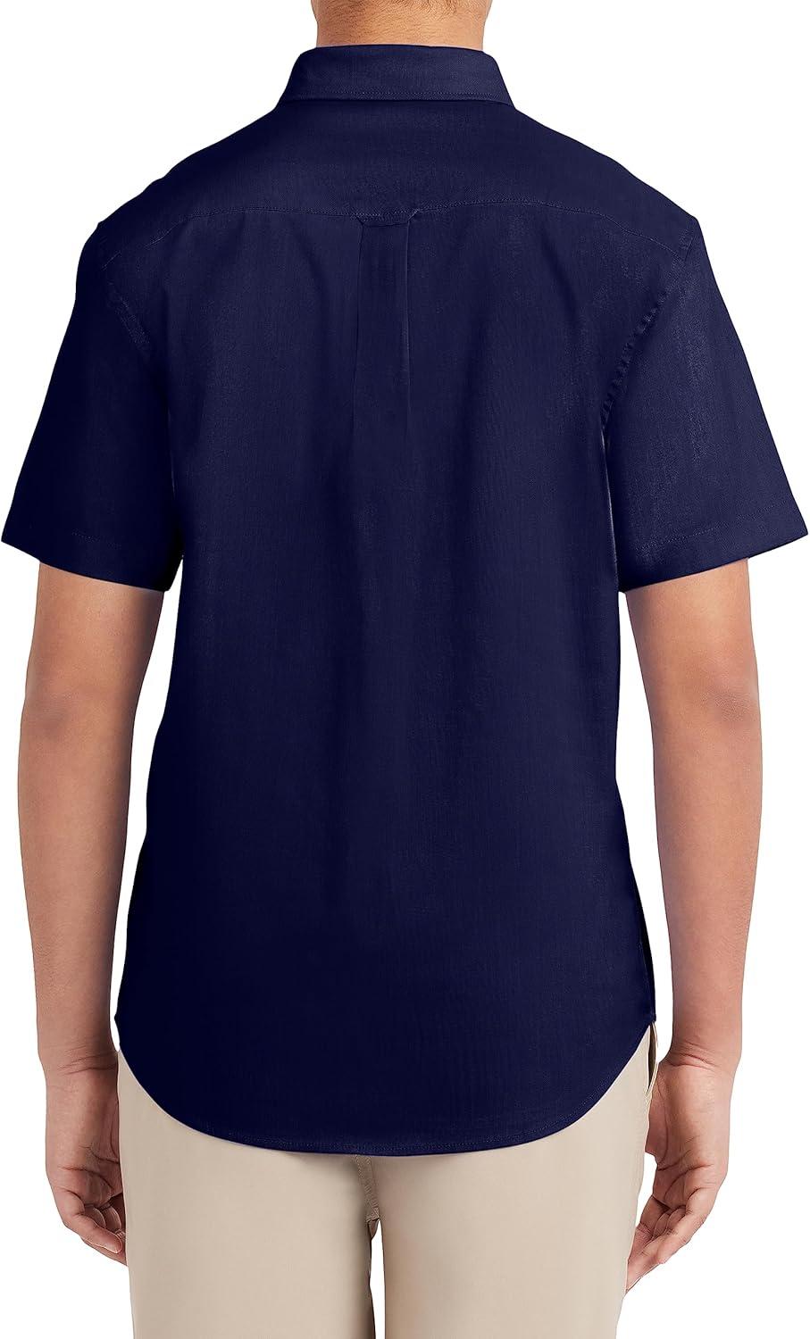 imageNautica Young Mens Uniform Short Sleeve Performance Oxford ButtonDown ShirtNavy