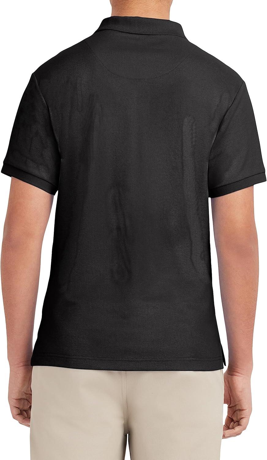 imageNautica Young Mens Uniform Short Sleeve Stretch Pique PoloBlack