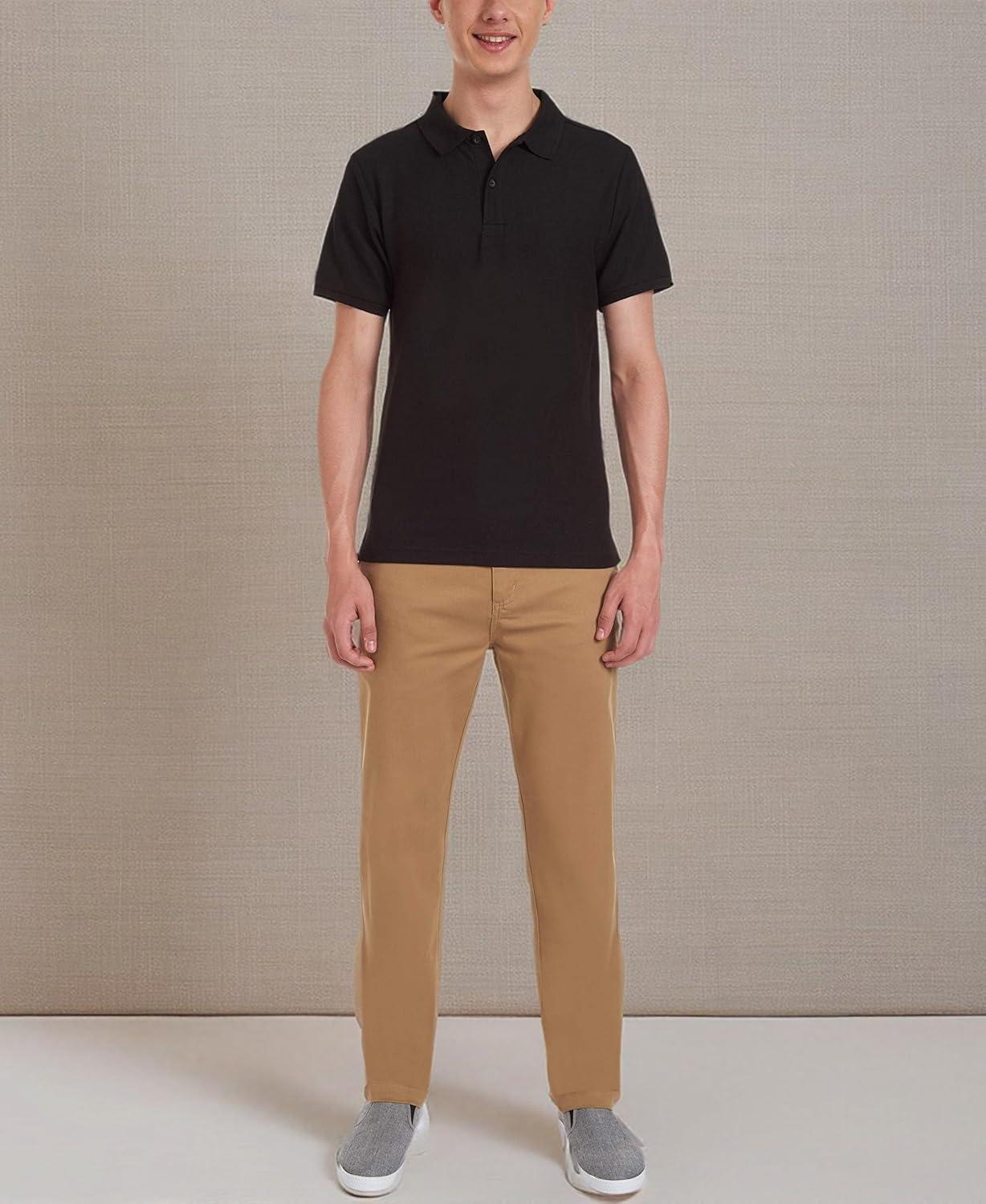 imageNautica Young Mens Uniform Short Sleeve Stretch Pique PoloBlack