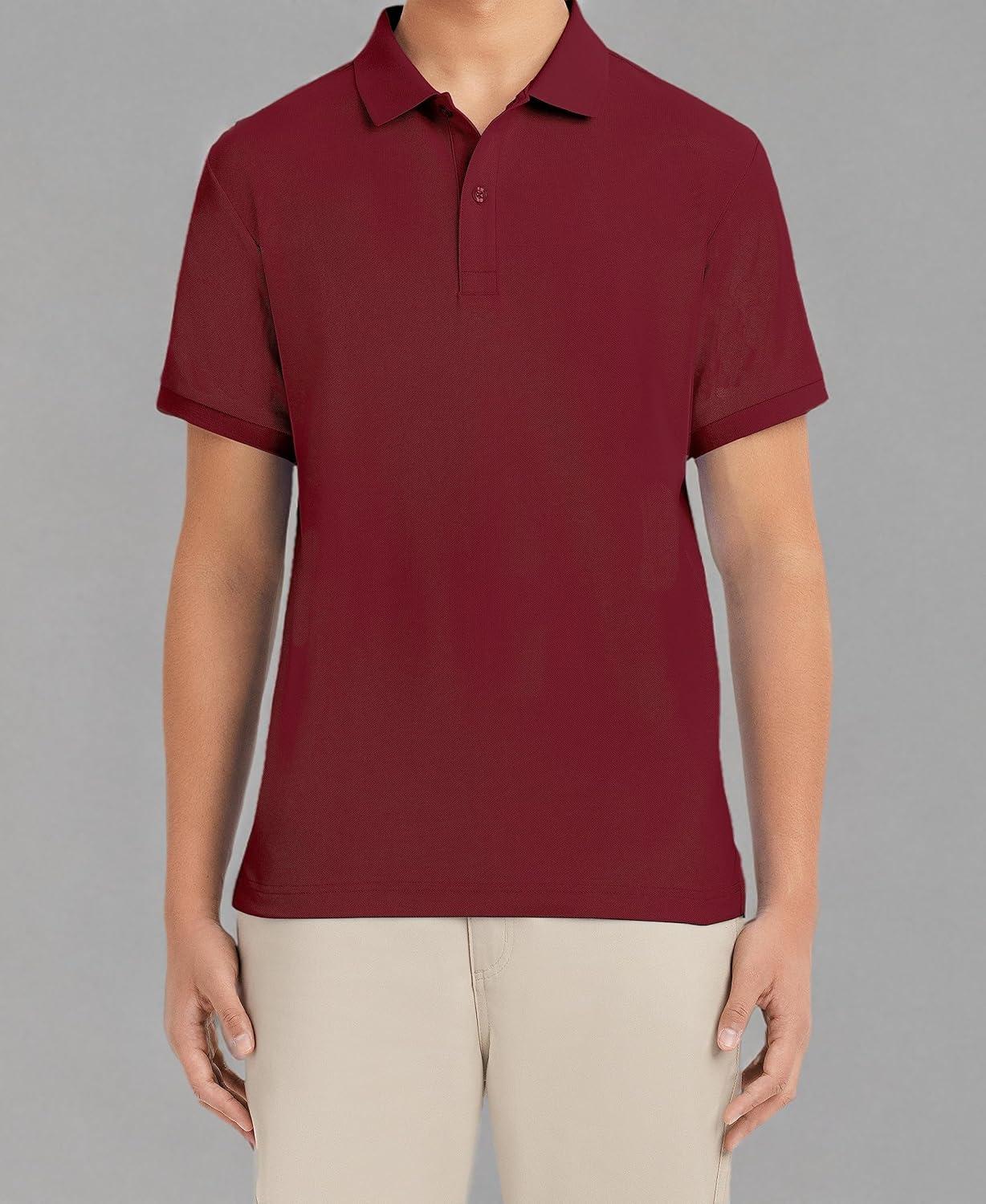 imageNautica Young Mens Uniform Short Sleeve Stretch Pique PoloBurgundy