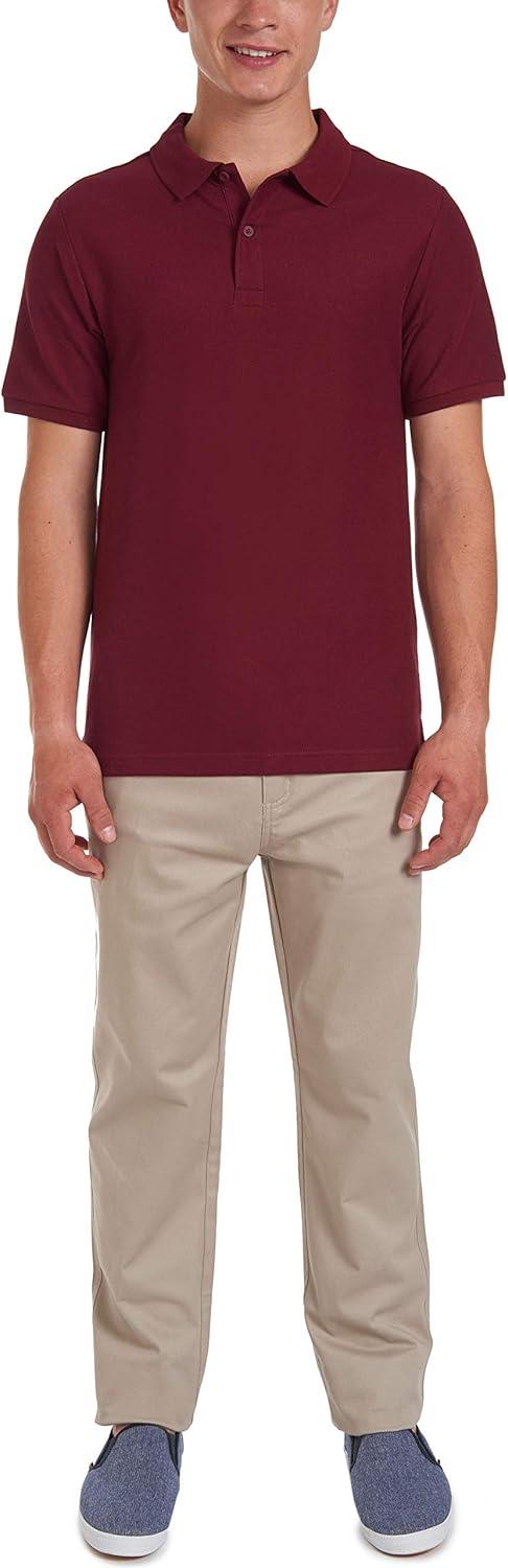 imageNautica Young Mens Uniform Short Sleeve Stretch Pique PoloBurgundy