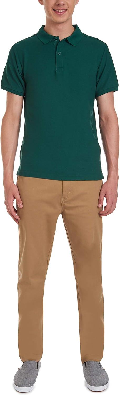 imageNautica Young Mens Uniform Short Sleeve Stretch Pique PoloHunter