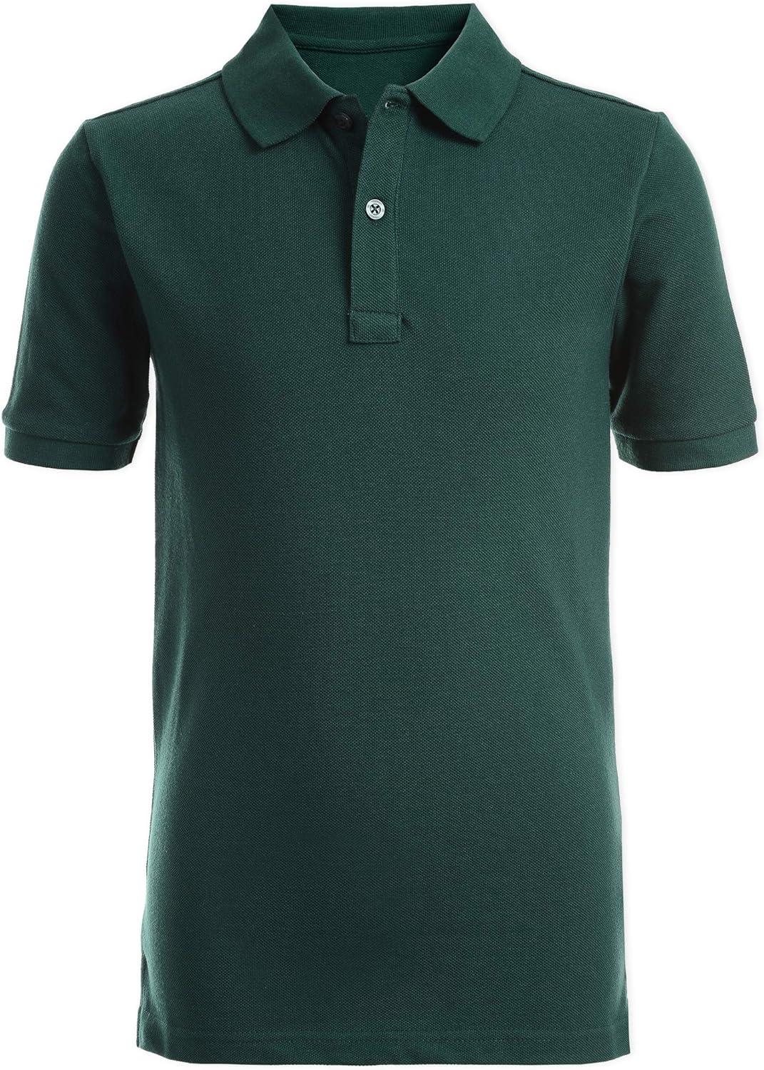 imageNautica Young Mens Uniform Short Sleeve Stretch Pique PoloHunter