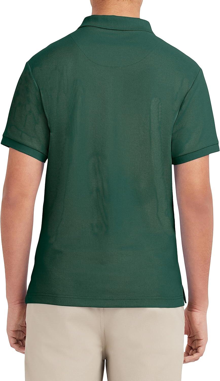 imageNautica Young Mens Uniform Short Sleeve Stretch Pique PoloHunter