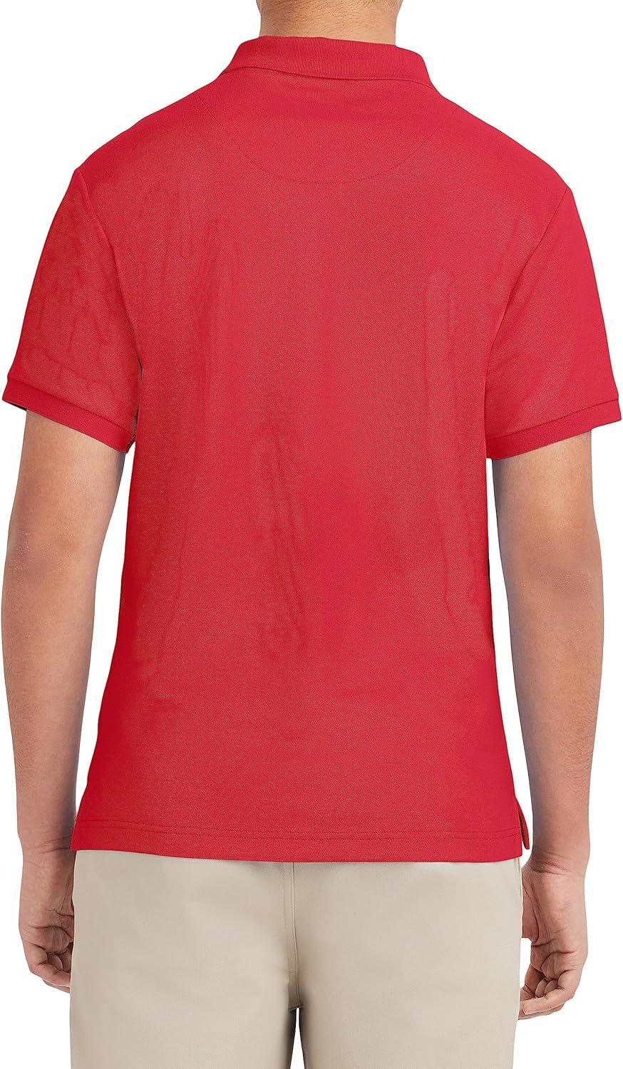 imageNautica Young Mens Uniform Short Sleeve Stretch Pique PoloRed