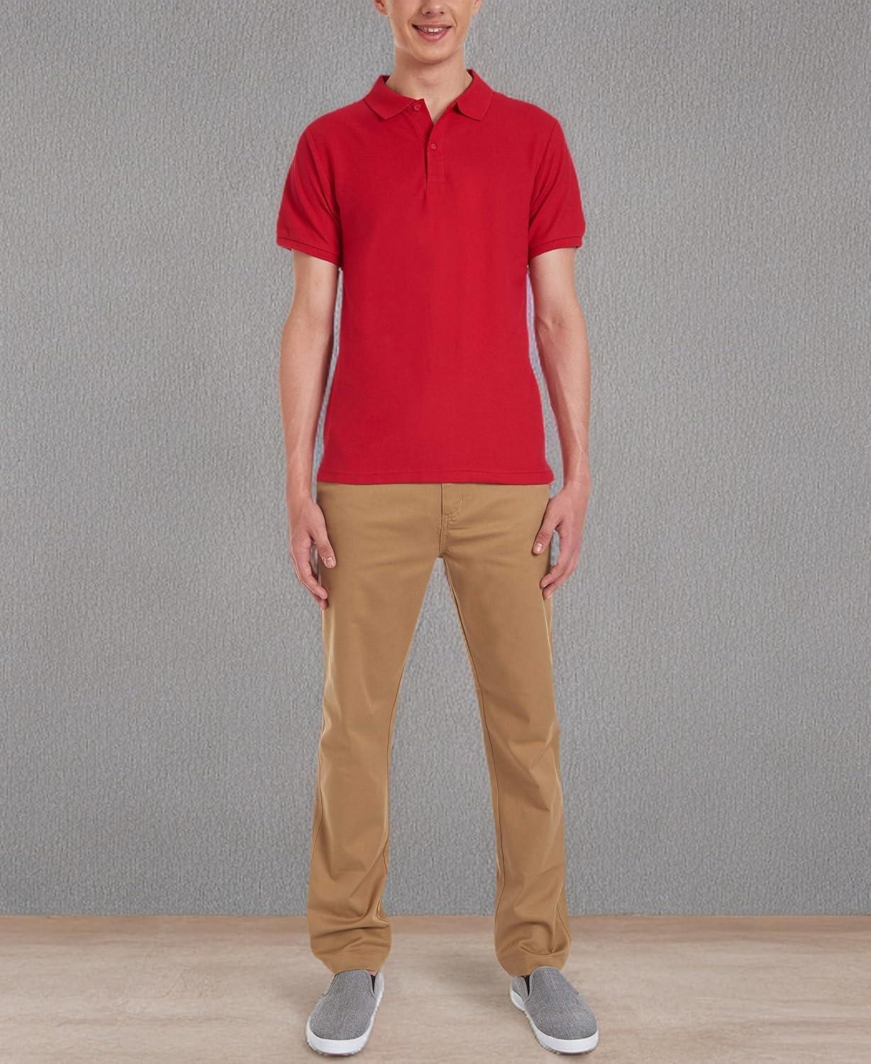 imageNautica Young Mens Uniform Short Sleeve Stretch Pique PoloRed