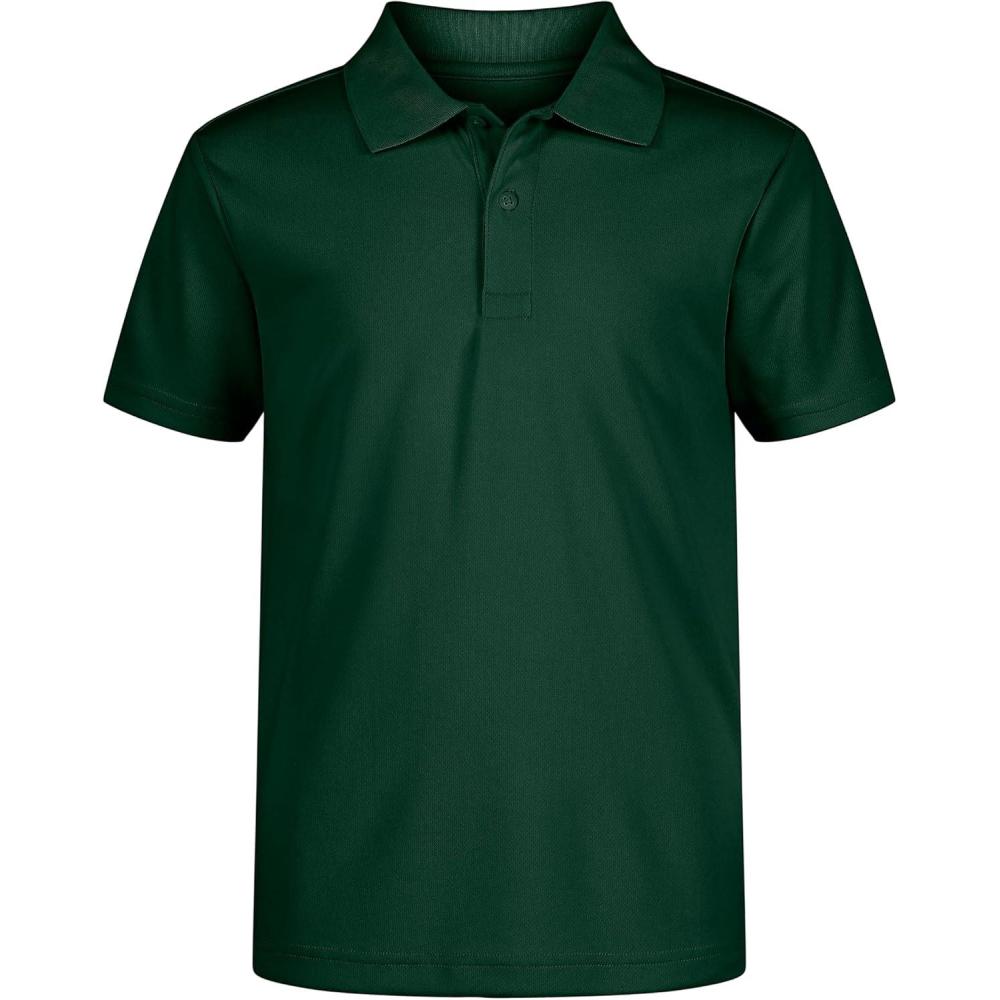 imageNautica Boys School Uniform Short Sleeve Polo Shirt Button Closure Moisture Wicking Performance MaterialHunter
