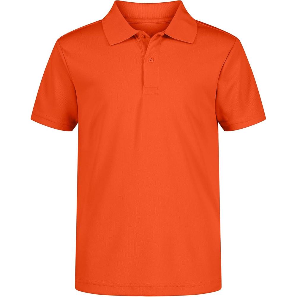 imageNautica Boys School Uniform Short Sleeve Polo Shirt Button Closure Moisture Wicking Performance MaterialOrange