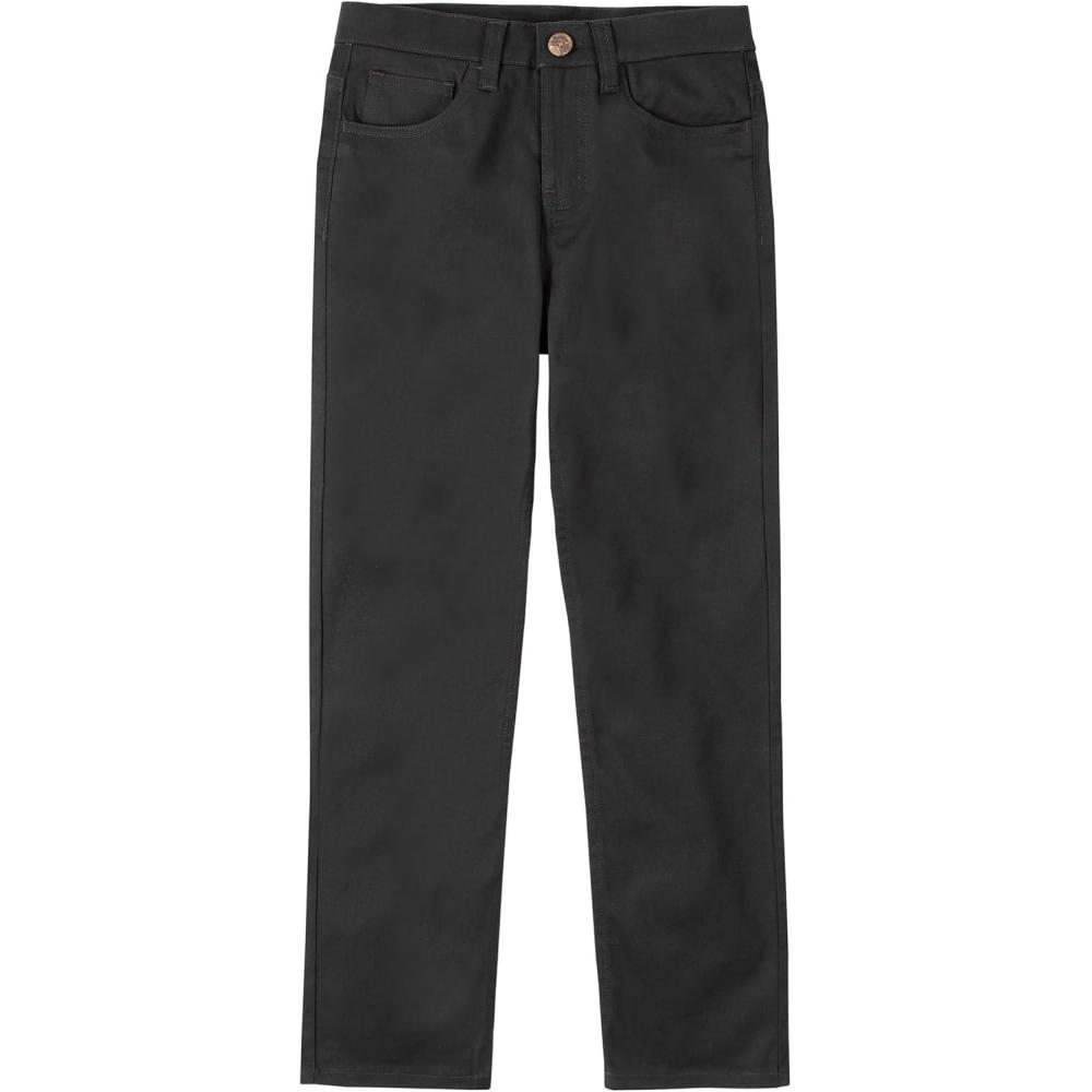 imageNautica Boys School Uniform Twill Chino Khaki Pants Flat Front Comfortable Waistband with Zip Closure amp StretchBlack 5pocket