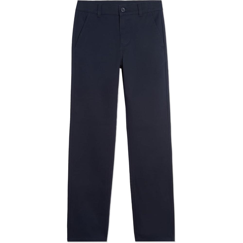 imageNautica Boys School Uniform Twill Chino Khaki Pants Flat Front Comfortable Waistband with Zip Closure amp StretchBlack