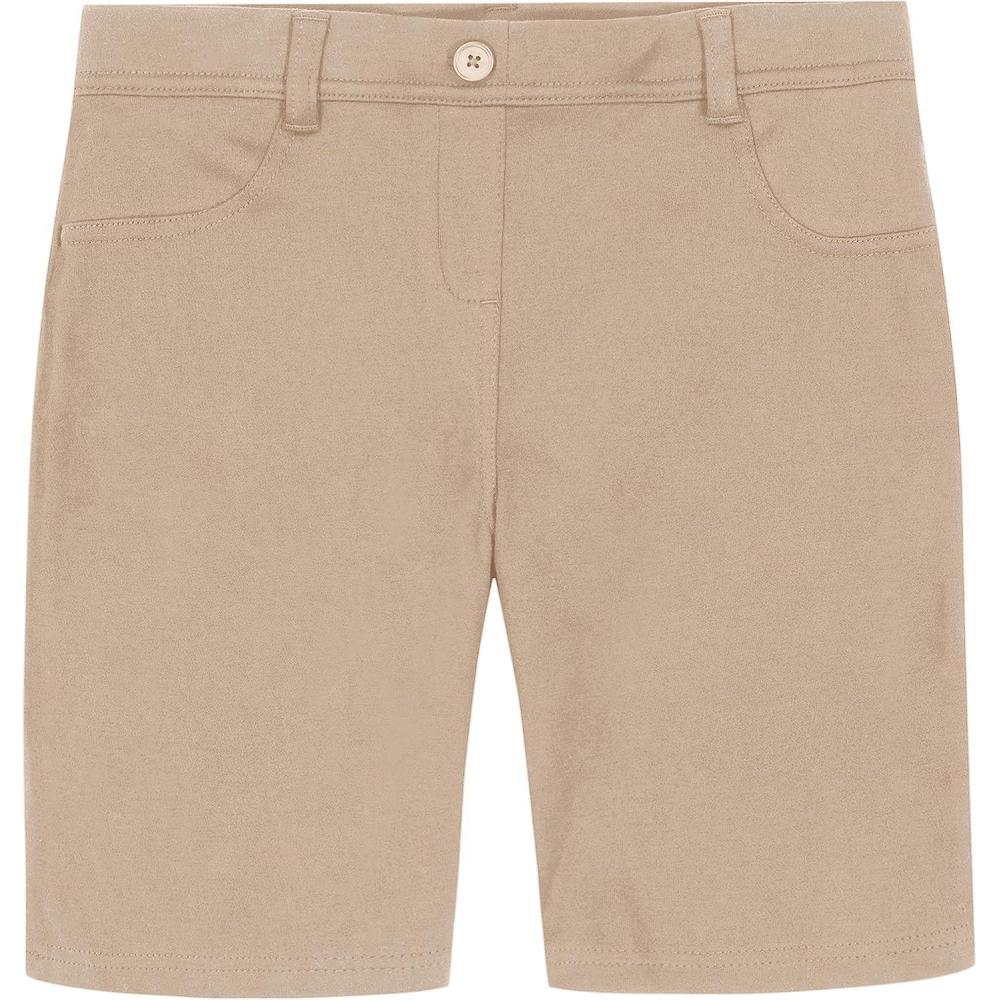 imageNautica Girls School Uniform Bermuda Shorts Pullon Fit Stretchy Material Functional PocketsKhaki Knit