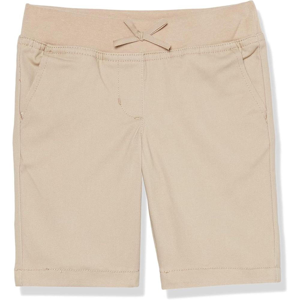 imageNautica Girls School Uniform Bermuda Shorts Pullon Fit Stretchy Material Functional PocketsKhaki Pullon