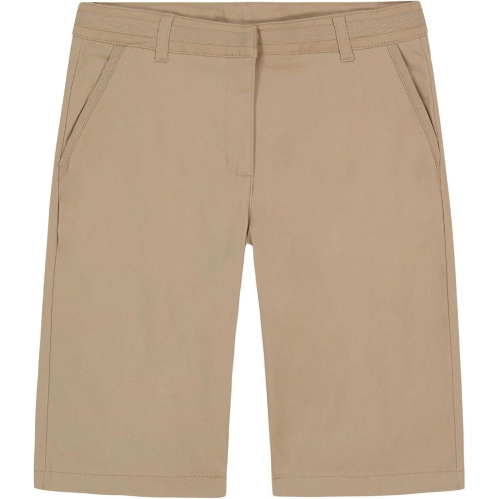 imageNautica Girls School Uniform Bermuda Shorts Pullon Fit Stretchy Material Functional PocketsKhaki Twill