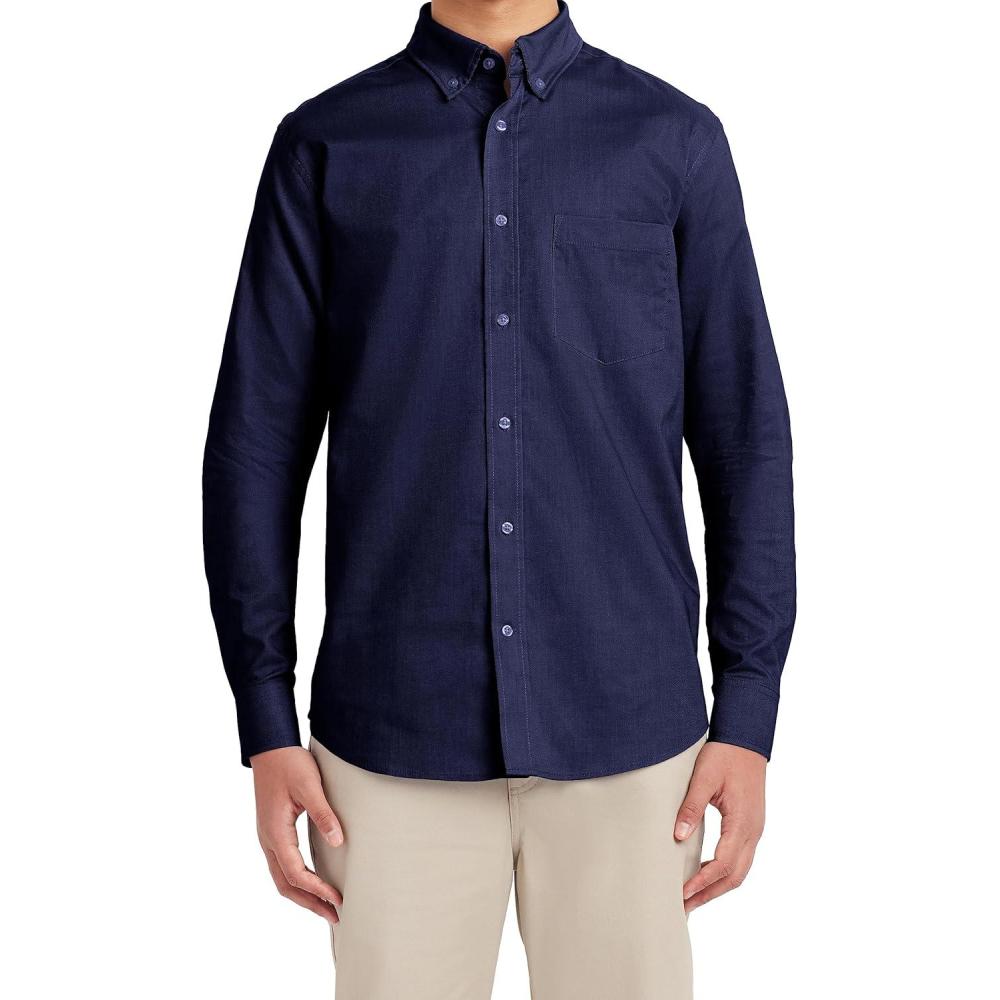 imageNautica Young Mens School Uniform Long Sleeve Performance Oxford ButtonDown ShirtNavy