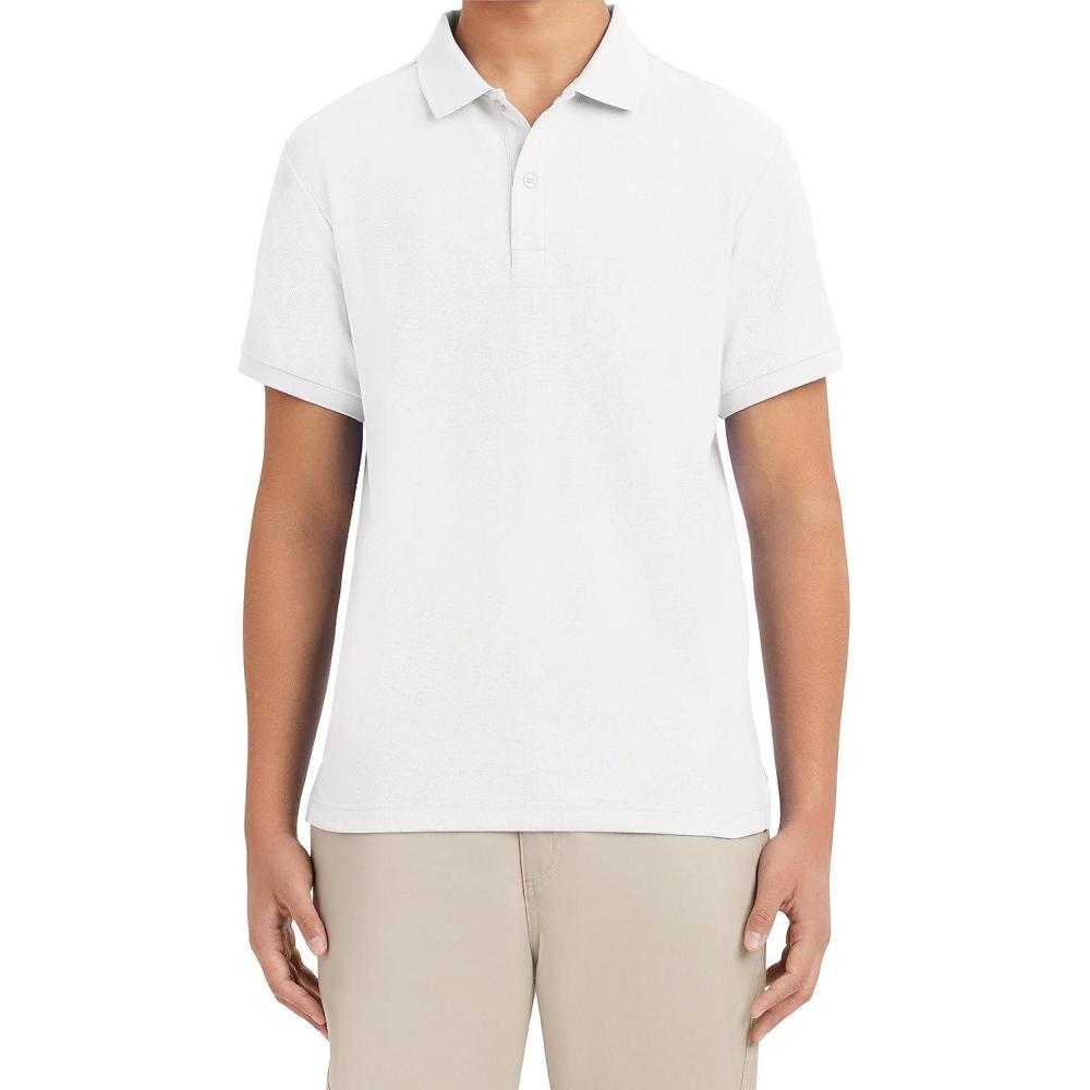 imageNautica Young Mens Uniform Short Sleeve Stretch Pique PoloWhite