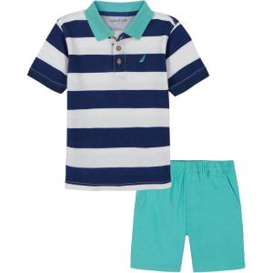 Nautica 2pc Polo Short Set(Navy/White/Green)