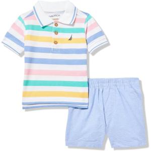 Nautica 2pc Polo Short Set(Stripes/Light Blue)