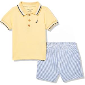 Nautica 2pc Polo Short Set(Yellow/Blue Stripe)