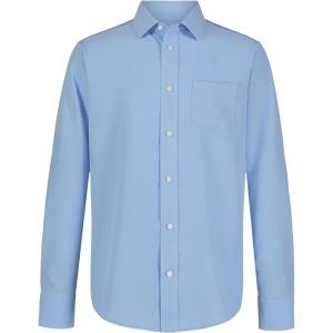 Nautica Big Boys’ School Uniform Long Sleeve Performance Oxford Button-Down Shirt(Ox Blue)