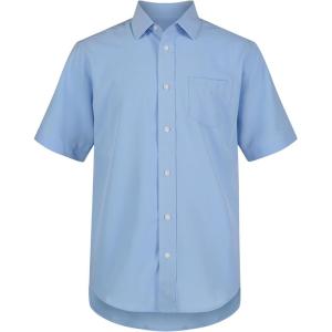 Nautica Boys School Uniform Short Sleeve Button-Down Oxford Shirt, Chest Pocket, Breathable Fabric(Ox Blue Performance)