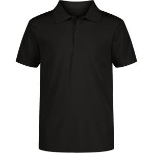 Nautica Boys’ School Uniform Short Sleeve Polo Shirt, Button Closure, Moisture Wicking Performance Material(Black)