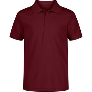 Nautica Boys’ School Uniform Short Sleeve Polo Shirt, Button Closure, Moisture Wicking Performance Material(Burgundy)