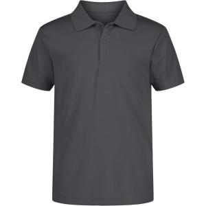 Nautica Boys’ School Uniform Short Sleeve Polo Shirt, Button Closure, Moisture Wicking Performance Material(Charcoal)