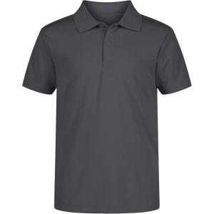 Nautica Boys’ School Uniform Short Sleeve Polo Shirt, Button Closure, Moisture Wicking Performance Material(Dark Charcoal)