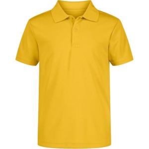 Nautica Boys’ School Uniform Short Sleeve Polo Shirt, Button Closure, Moisture Wicking Performance Material(Gold)