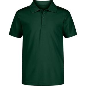Nautica Boys’ School Uniform Short Sleeve Polo Shirt, Button Closure, Moisture Wicking Performance Material(Hunter)