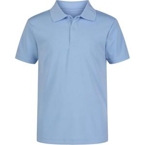 Nautica Boys’ School Uniform Short Sleeve Polo Shirt, Button Closure, Moisture Wicking Performance Material(Light Blue)