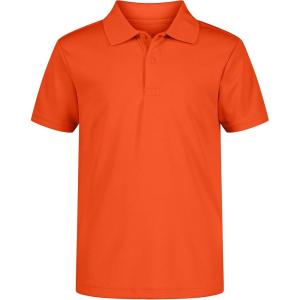 Nautica Boys’ School Uniform Short Sleeve Polo Shirt, Button Closure, Moisture Wicking Performance Material(Orange)