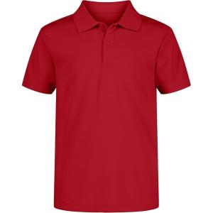 Nautica Boys’ School Uniform Short Sleeve Polo Shirt, Button Closure, Moisture Wicking Performance Material(Red)